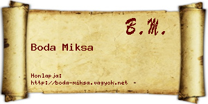 Boda Miksa névjegykártya